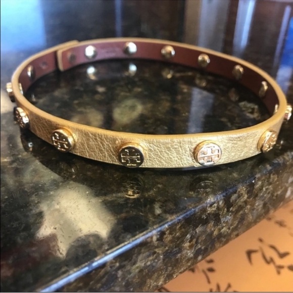 $95 Tory Burch Double Wrap Studded Logo Bracelet - Picture 7 of 9